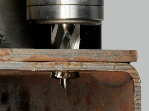 Stack cut cutter through two pieces of steel