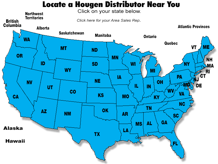 Map of Hougen Distributors in the USA and Canada